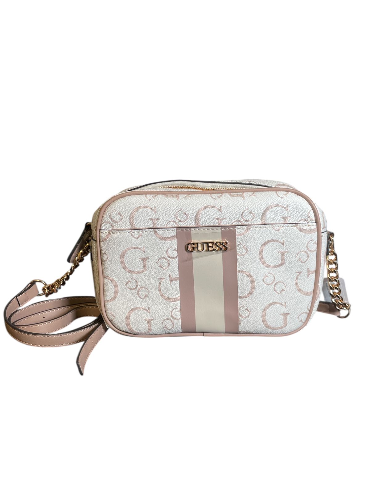 Crossbody GUESS Blanca con Detalles Rosa