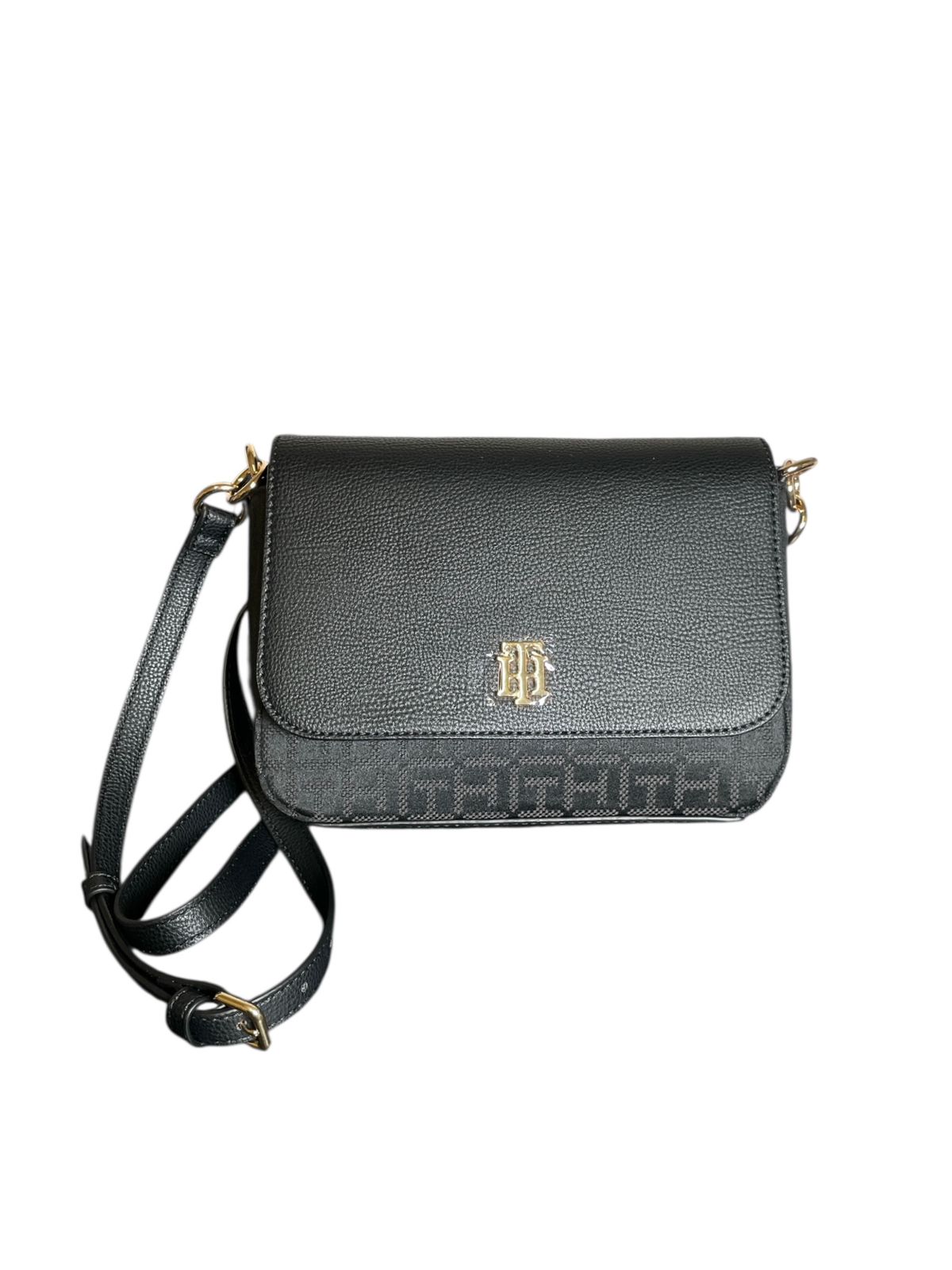 Bolsa Crossbody Tommy Hilfiger Negra con Monograma