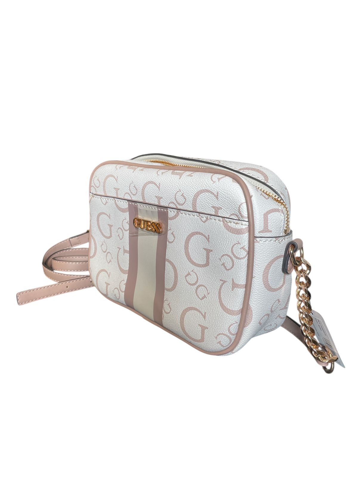 Crossbody GUESS Blanca con Detalles Rosa